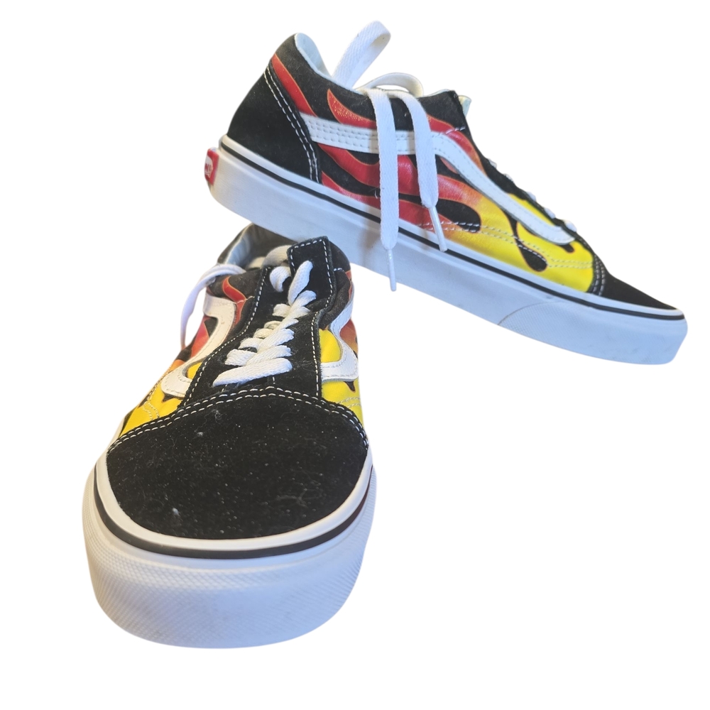 Vans Flame Print Sneakers - Black, Red, Yellow